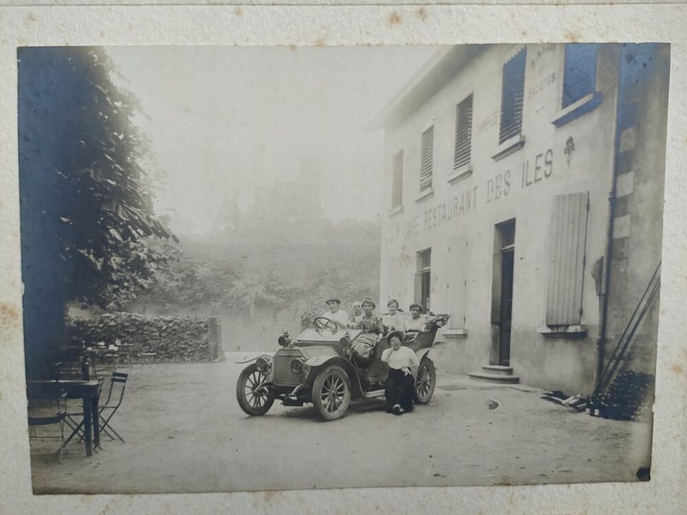 Photographie Ancienne Restaurant des Iles Albigny Automobile 