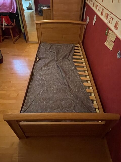 Lit une place avec tiroir et cadre � lattes 50 Roulans (25)