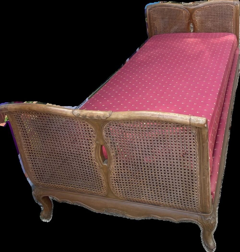 Banquette vintage bois et cannage Meubles