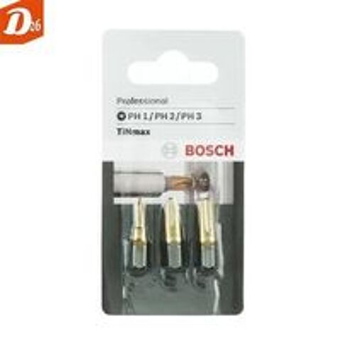   3 embouts de vissage BOSCH PH1 PH2 PH3 au NITRURE de TITANE 