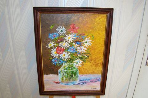 Tableau / Huile sur toile signée   Bouquet champêtre   
80 Gargenville (78)