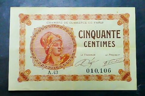 Petit billet de la chambre de commerce de Paris (1920) 5 Montargis (45)
