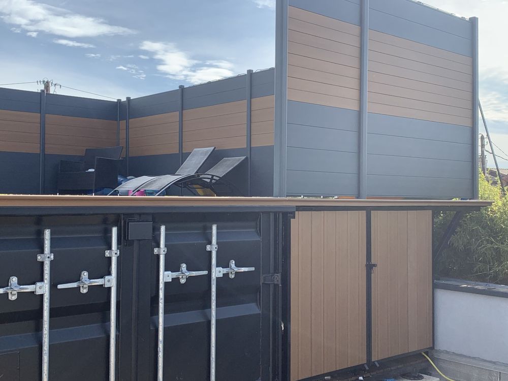 Piscine Container avec hublot vitr&eacute; Jardin