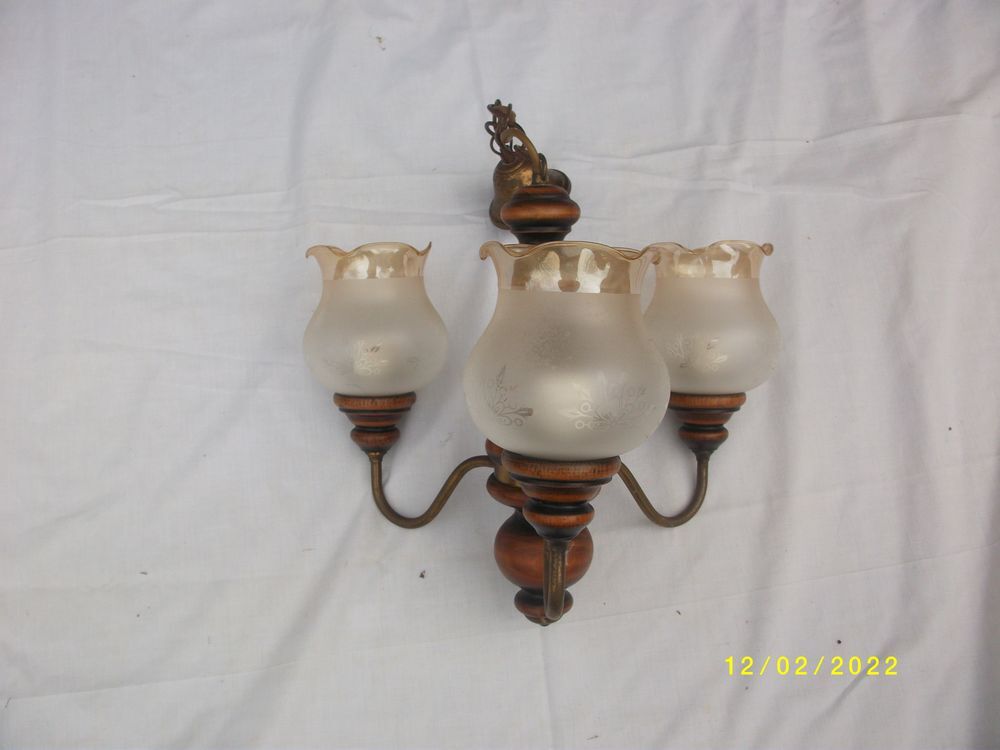 Lustre bois et globe Décoration