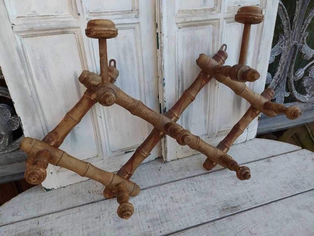 Ancien Porte Manteau Pat&egrave;re Bois Pliant Style Bambou Meubles