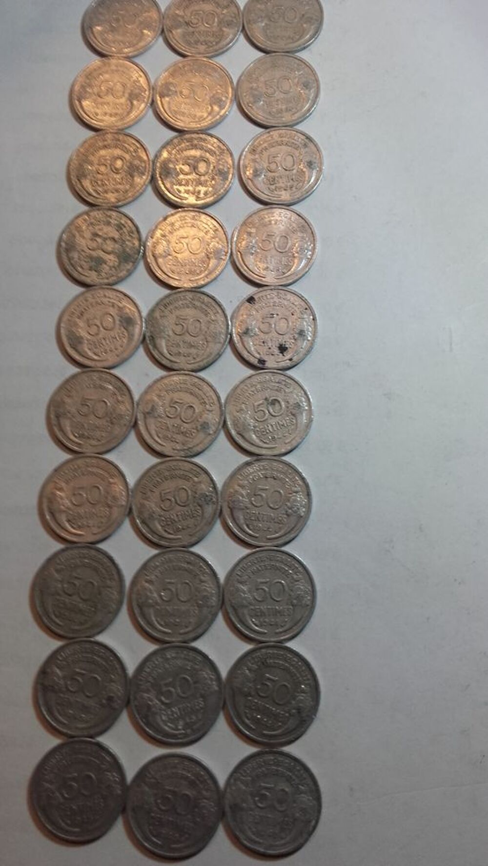 Lot de 30 pi&egrave;ces de 50 Centimes Morlon Alu . 
