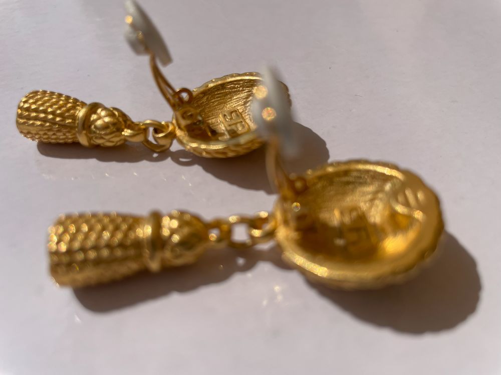 BO Boucle d'oreille clip passementerie + pendant dor&eacute; Sonia Bijoux et montres
