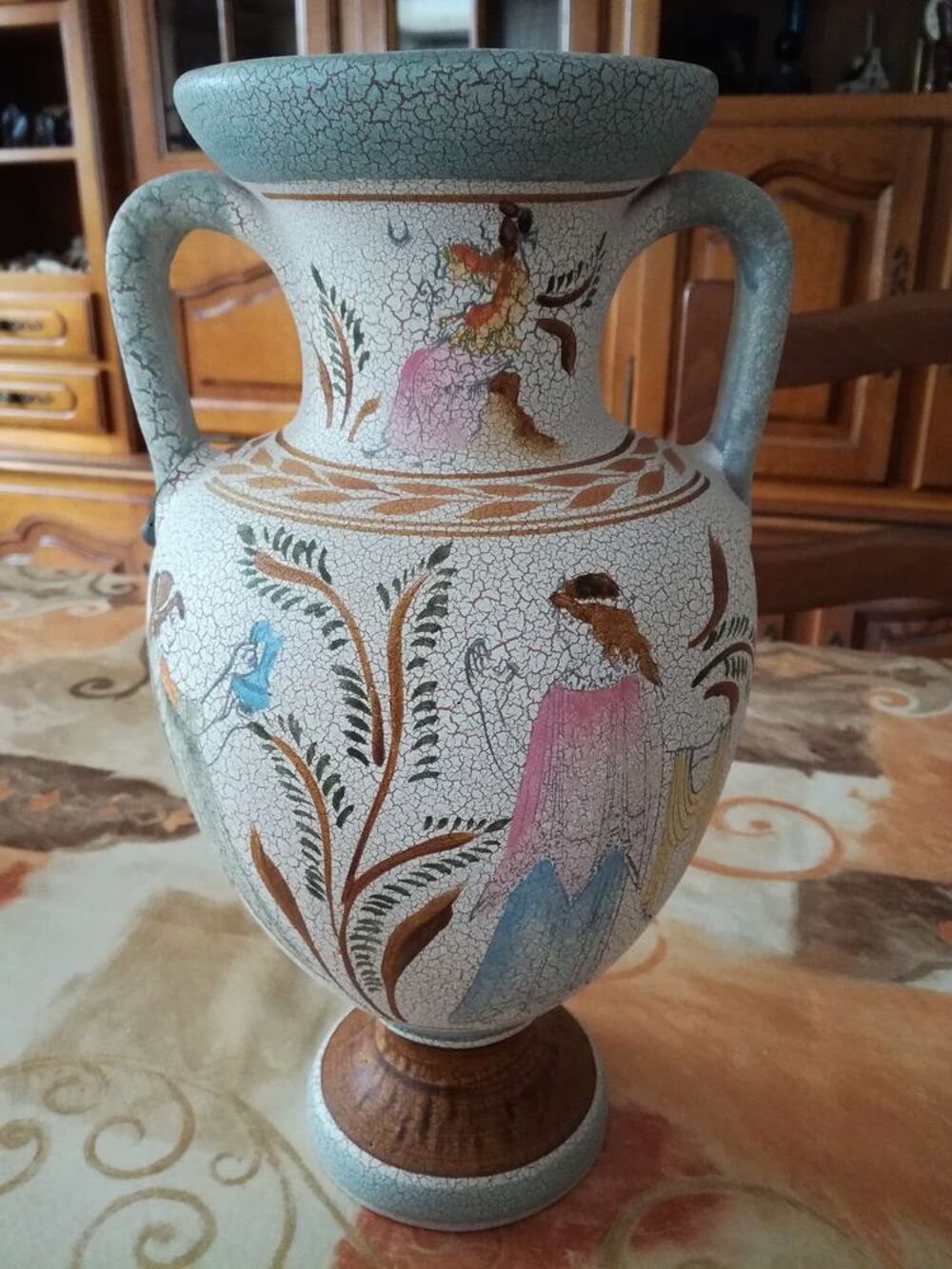 Tr&egrave;s joli vase grec de 32 cm de haut fait main Dcoration