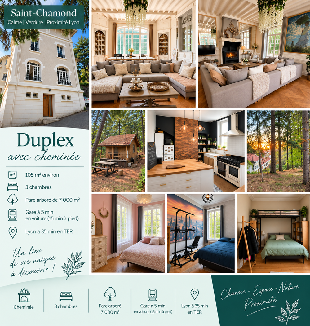 Vente Duplex/Triplex Duplex avec cheminée et parc arboré.. Saint-chamond