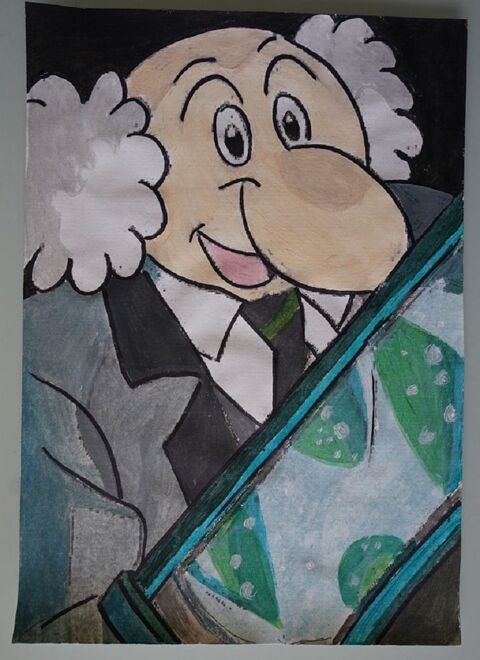 peinture - Le professeur Caudrine - astro le petit robot - s 4 Fougères (35)