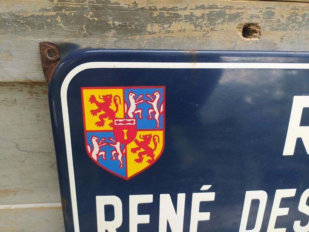 Ancienne Plaque &Eacute;maill&eacute;e Rue Ren&eacute; Descartes 1596-1650
