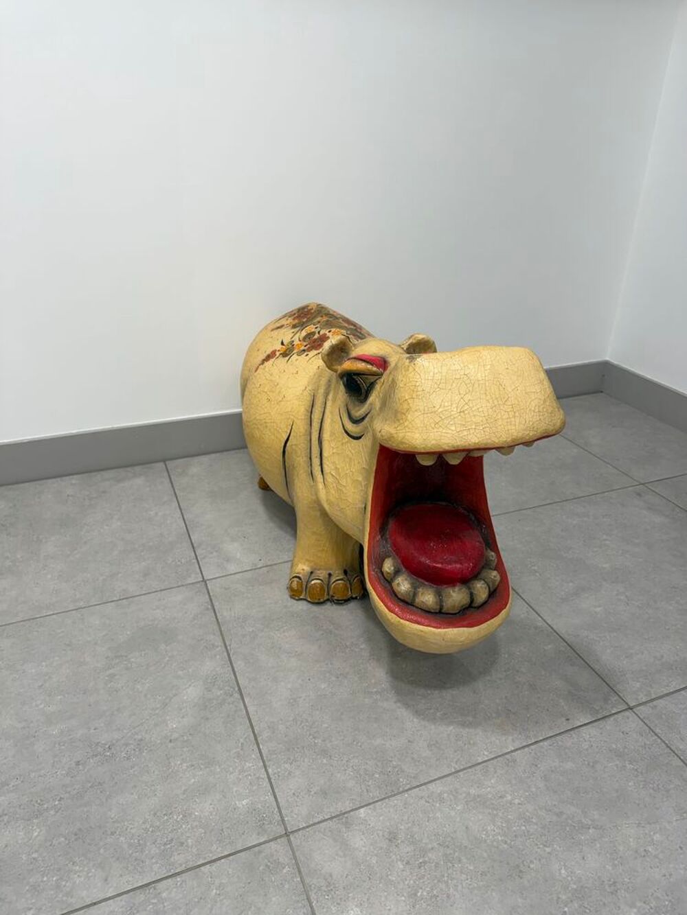 Grande sculpture hippopotame d&eacute;coratif €" Style vintage Décoration