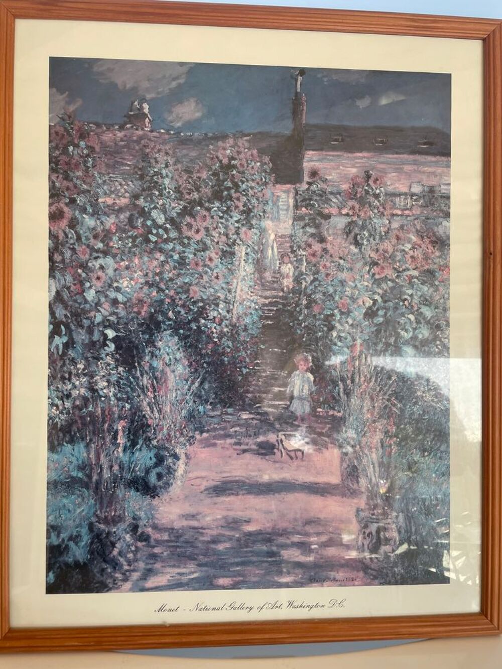 TABLEAU VITR&Eacute; dessin de Claude Monet Décoration