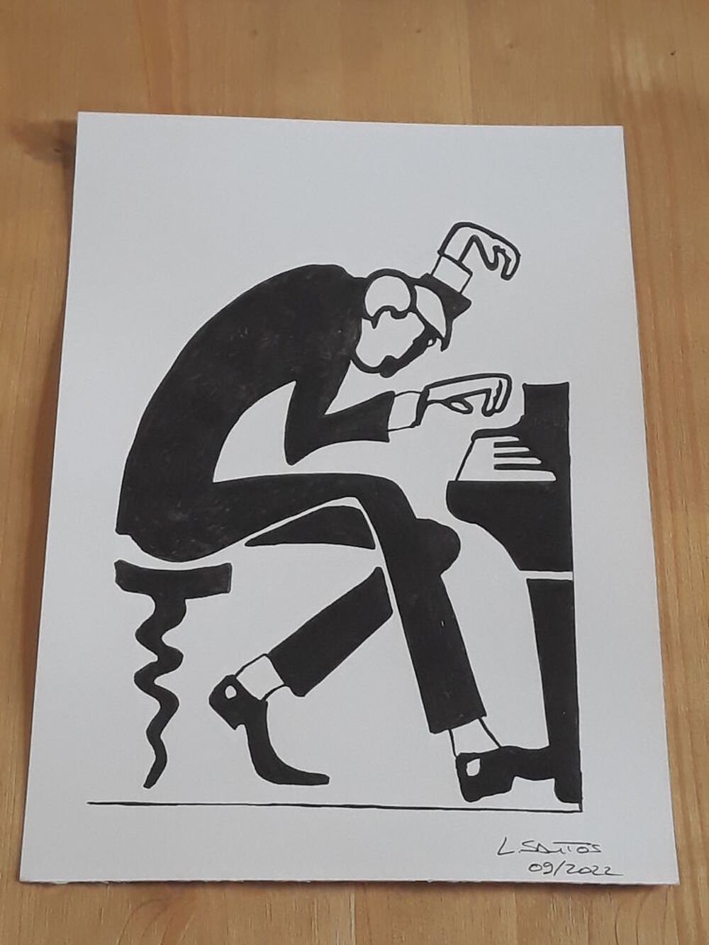 Piano Pianiste: A4 Peinture Moderniste D&eacute;corative Décoration