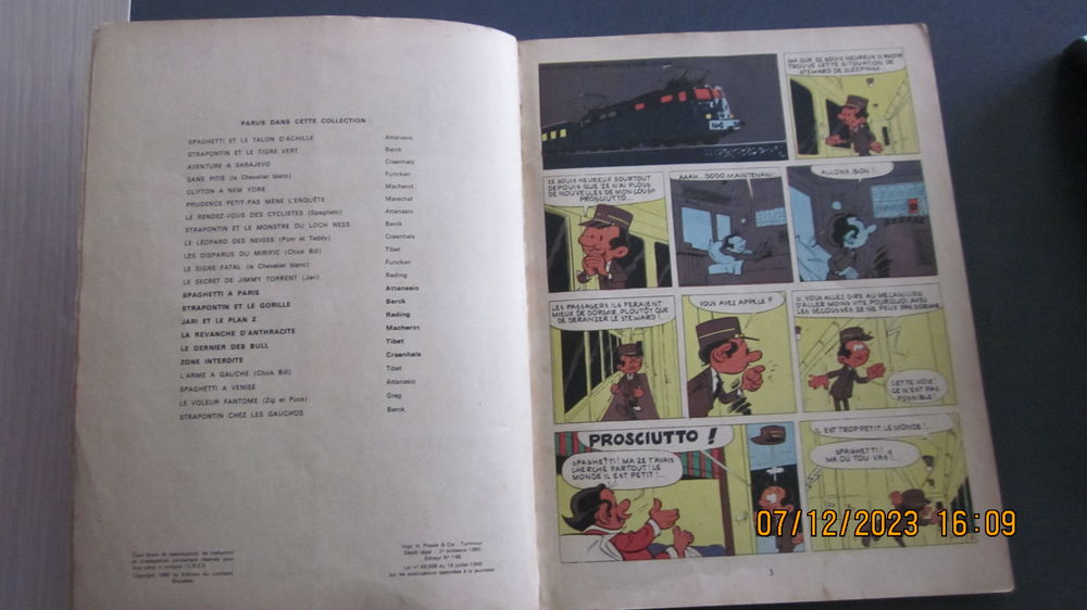 BD SPAGHETTI A VENISE DE DINO ATTANASIO DE 1965 TINTIN 
Livres et BD