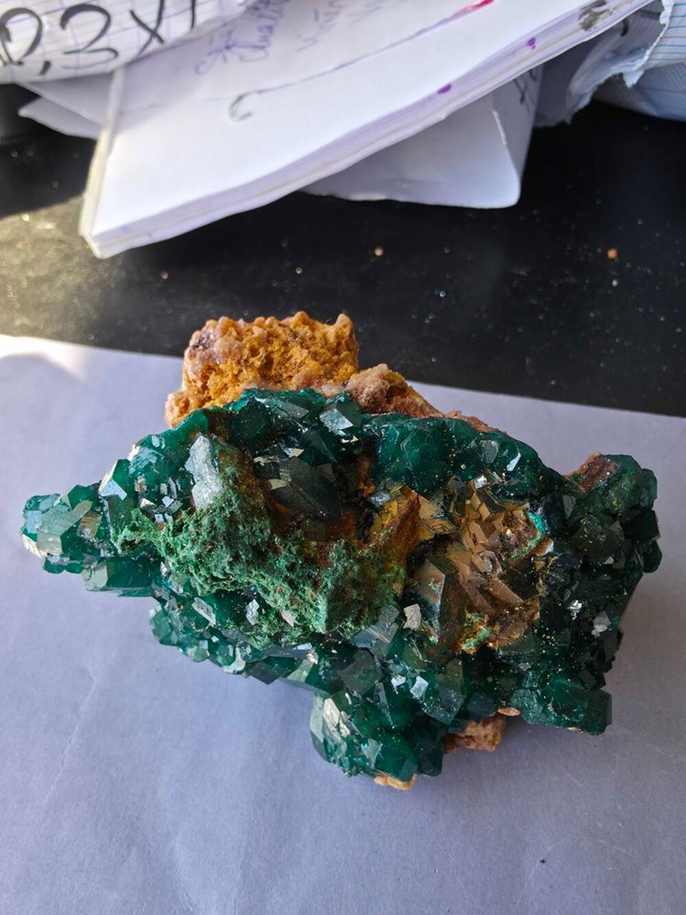 Superbe Sp&eacute;cimen de Dioptase sur Matrice-Congo RDC 