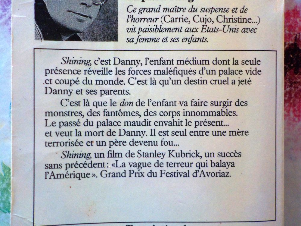 SHINING L'enfant lumi&egrave;re de Stephen KING J'ai Lu Epouvante Livres et BD