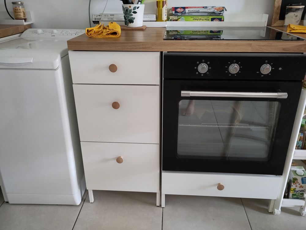 cuisine ikea Enhet + &eacute;lectrom&eacute;nager blanc et ch&ecirc;ne Cuisine