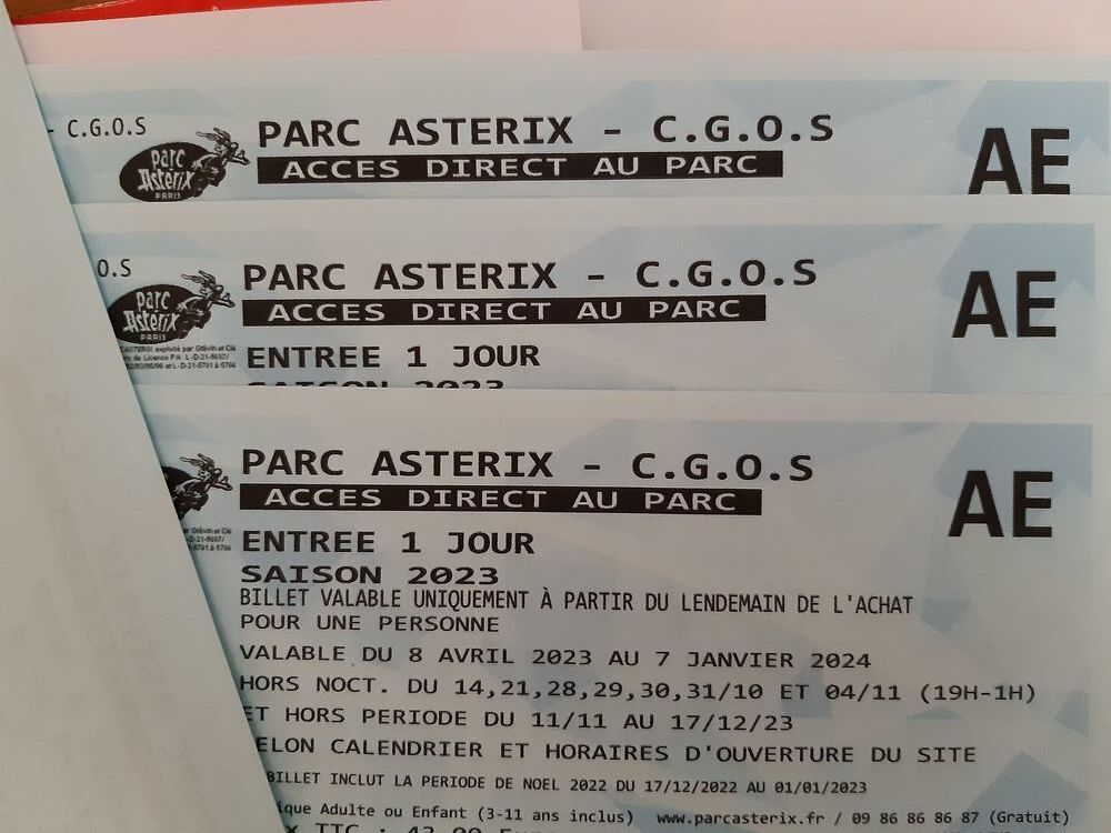 4 places parc Asterix Billetterie