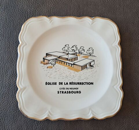 assiette souvenir Sarreguemines décor Verdécor Strasbourg Mauguio-Carnon-Plage (34)