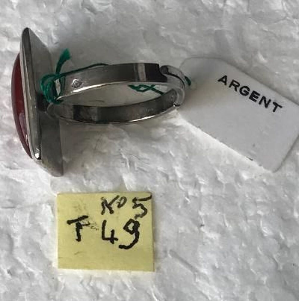 Bague modulable en ARGENT 925 poin&ccedil;ons avec pierre AMBRE Bijoux et montres