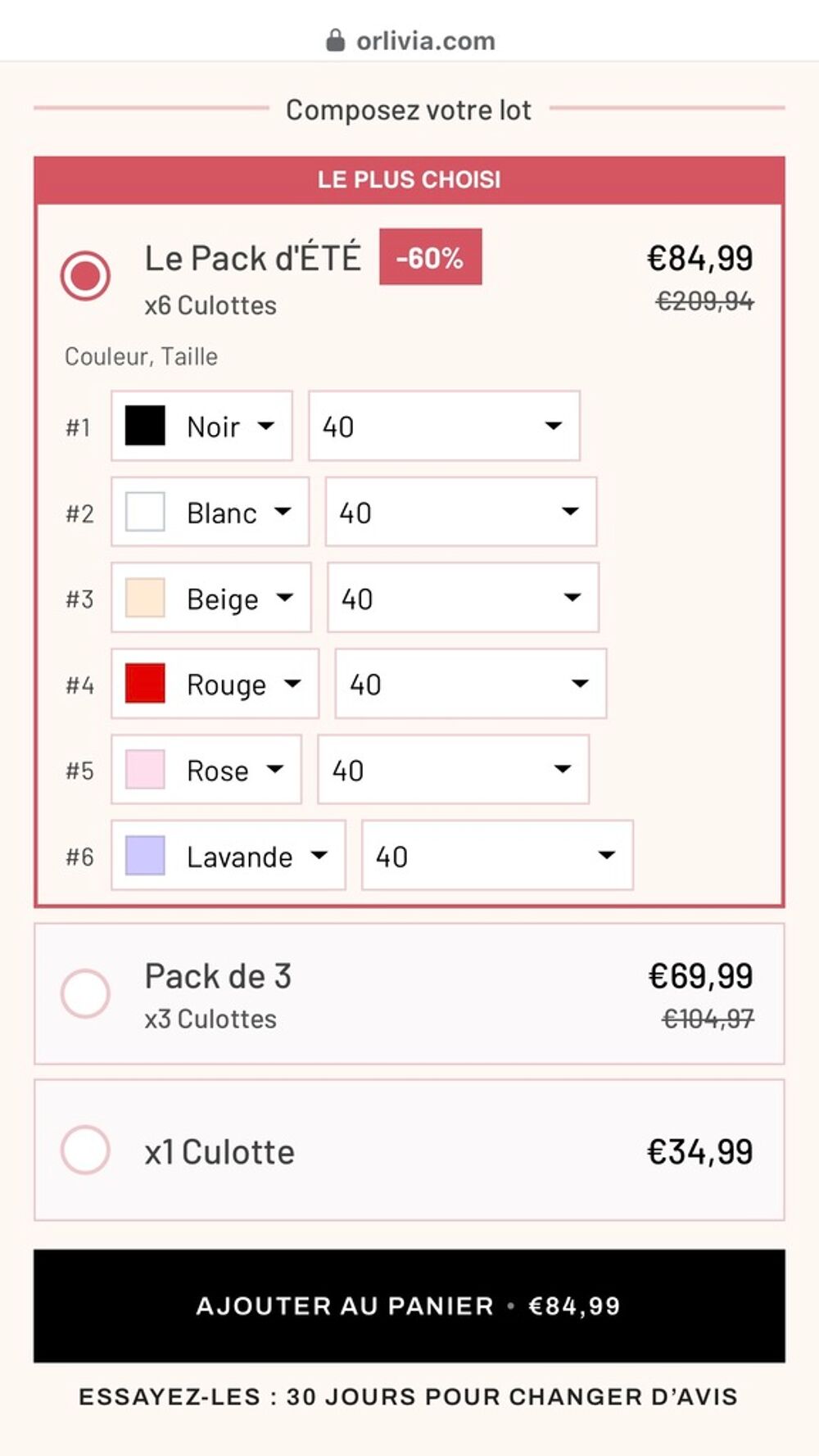 culotte olivia Vêtements