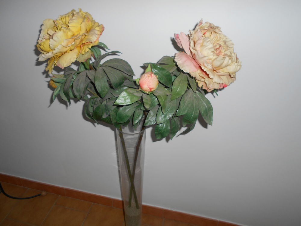 VASE AVEC DEUX FLEURS PIVOINES Décoration