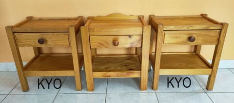 Lot de 3 Tables chevet-nuit bois tiroir �tag�re de rangement 59 Foncine-le-Haut (39)