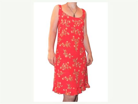 Robe en 100% Viscose Rouge Orangé- Taille 36- Bluelita 15 Paris 15 (75)
