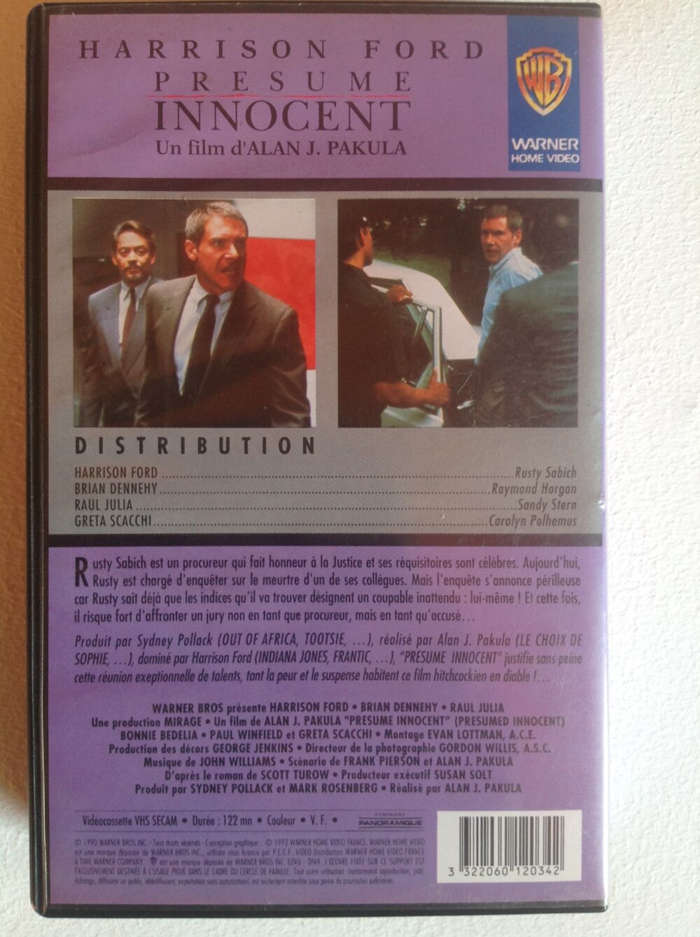 PRESUME INNOCENT HARRISON FORD K7 VIDEO Envoi possible DVD et blu-ray