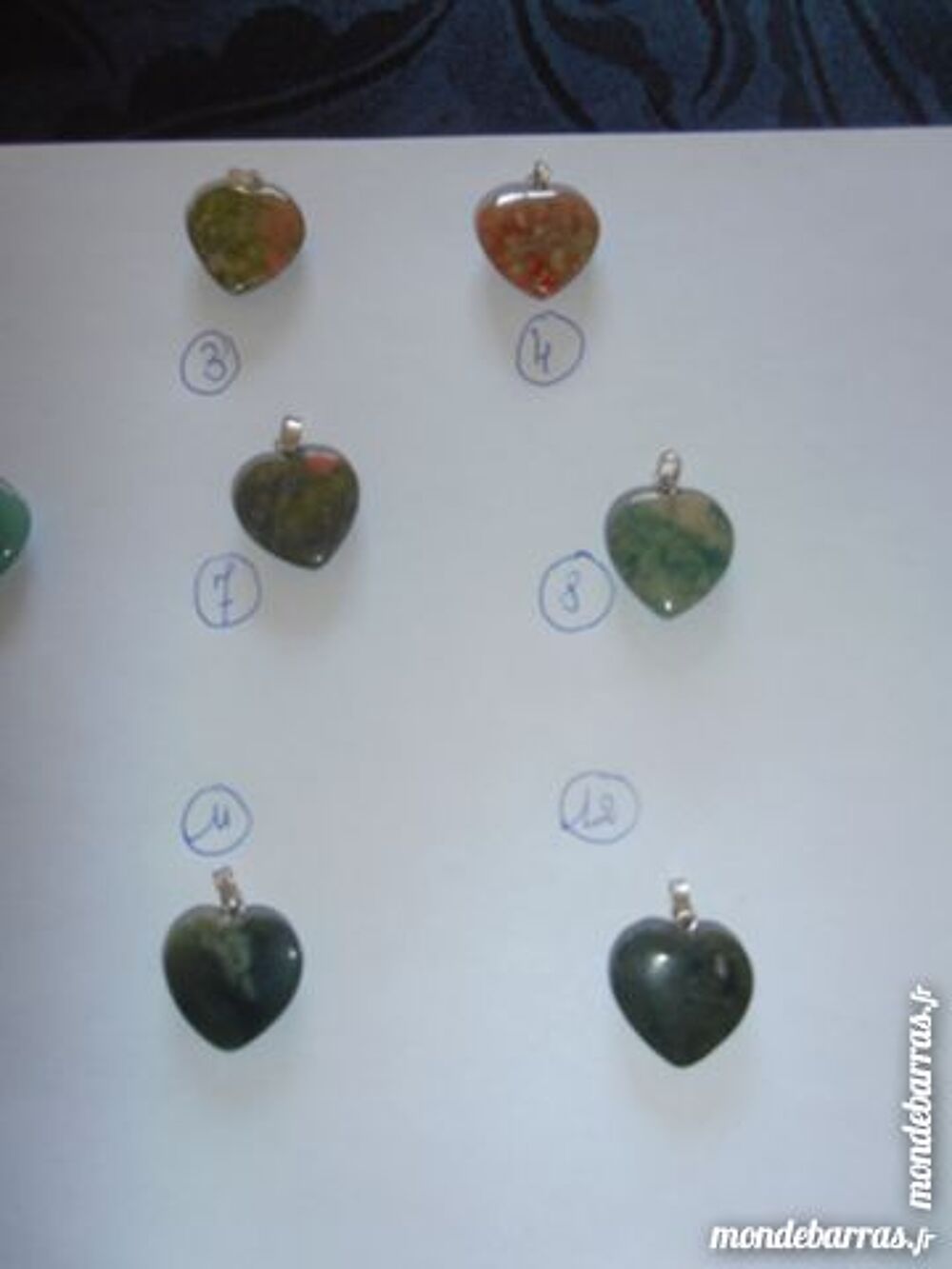 Coeurs pierre v&eacute;ritable (28b) Bijoux et montres