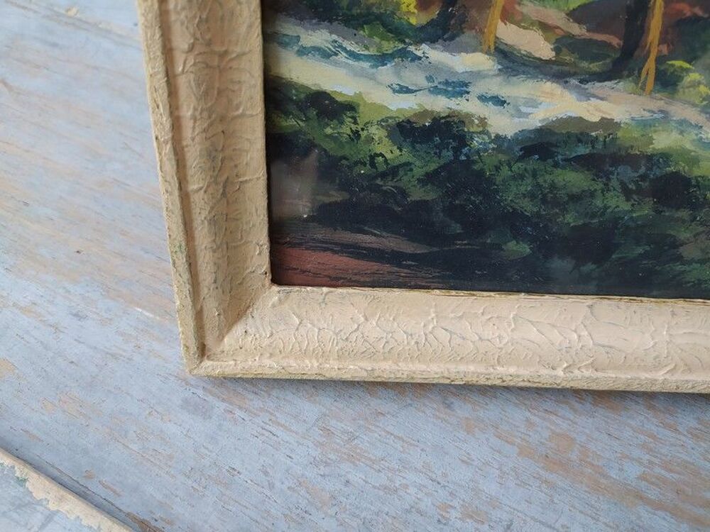 Tableau Marine Paysage C&ocirc;te d'Azur Voilier Gouache Encadr&eacute;e Décoration