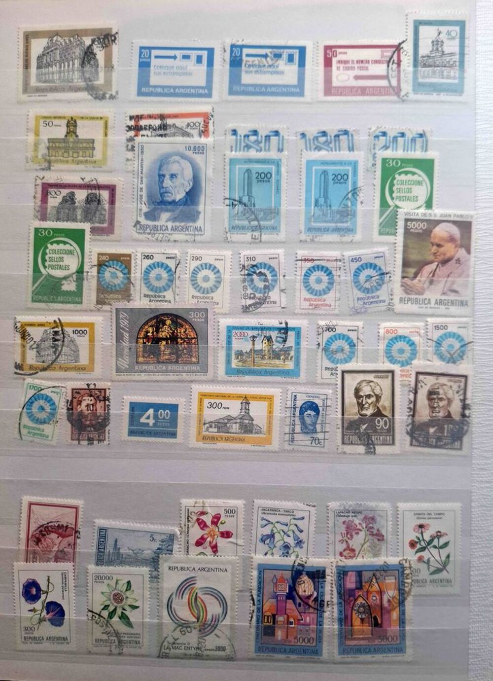 S&eacute;rie de timbres de collection d'Argentine 