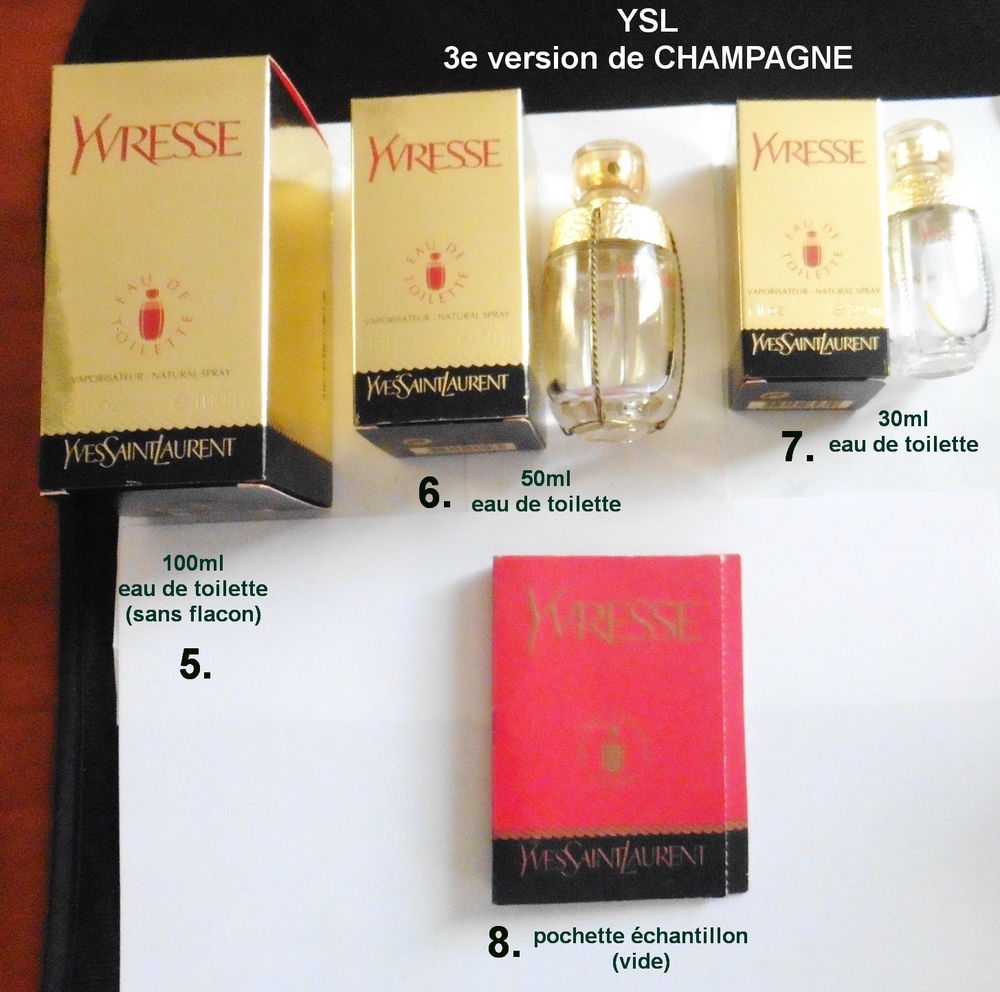 La saga YSL "Champagne"-8 flacons-bo&icirc;tes-coffrets
