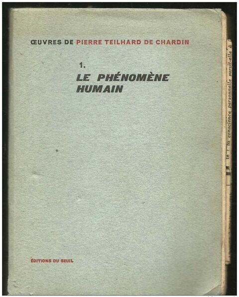 Oeuvres de Pierre TEILHARD de CHARDIN - 1 -Le phnomne humain 2 Montauban (82)