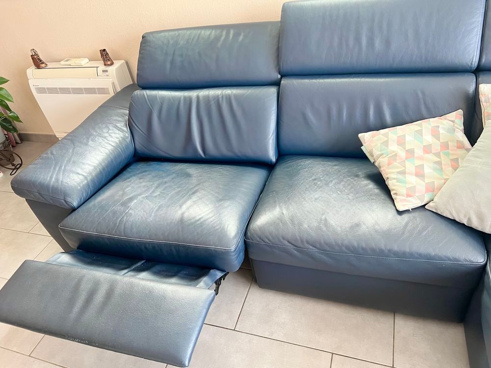 CANAP&Eacute; CUIR BLEU MARINE Meubles