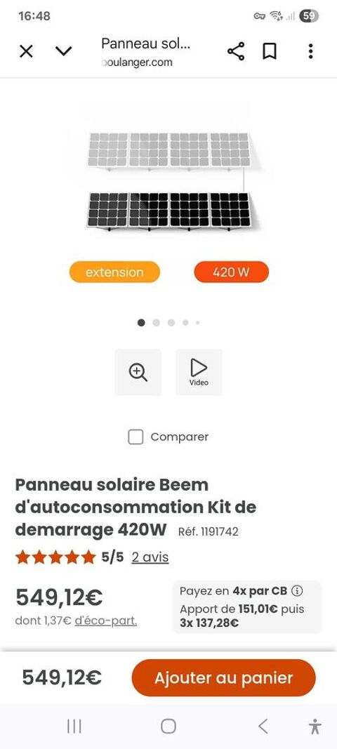 Panneau solaire plung and play 420W 300 68320 Kunheim