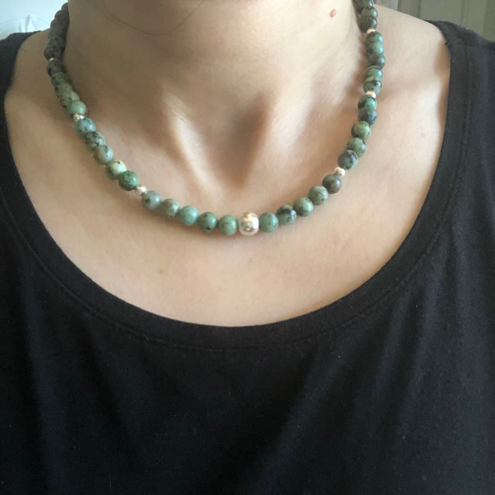 Collier Turquoise Africaine Veritable Argent 925 Ecrin offer Bijoux et montres