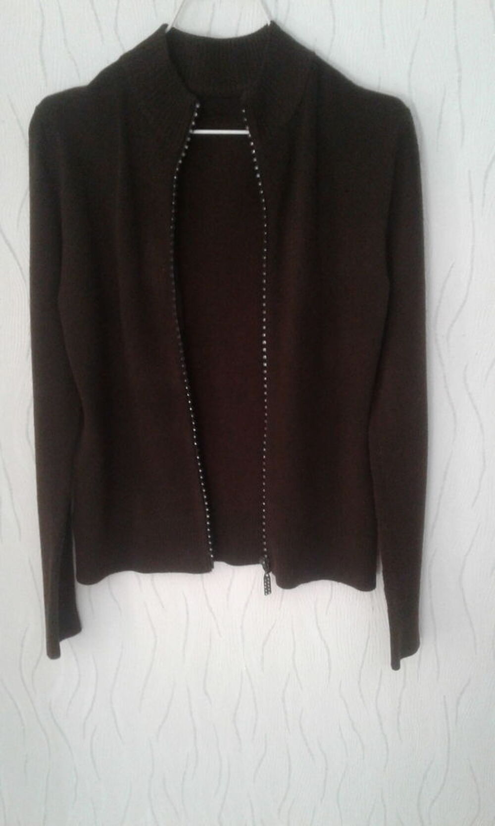 gilet marron zip d&eacute;coratif Vêtements