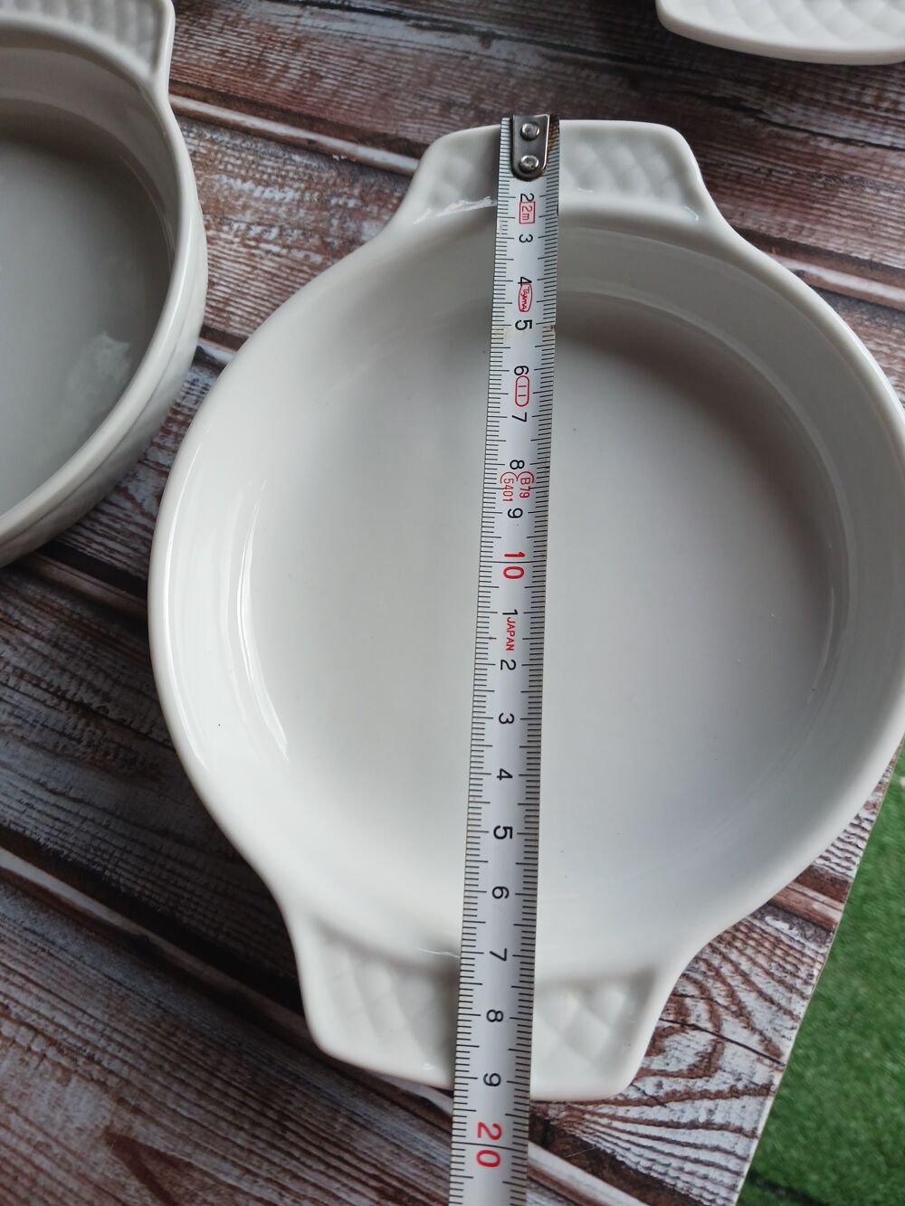 6 Plats en Porcelaine Blancs &agrave; Oreilles Cuisine