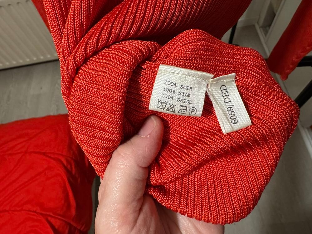 ? Pull Col Roul&eacute; Regina Rubens ? 100% Soie ? Rouge Vif Vêtements