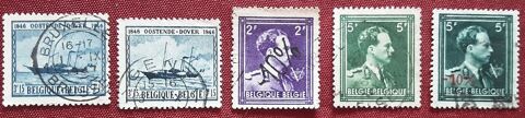 5 timbres  collection BELGIQUE 1 Pontoise (95)
