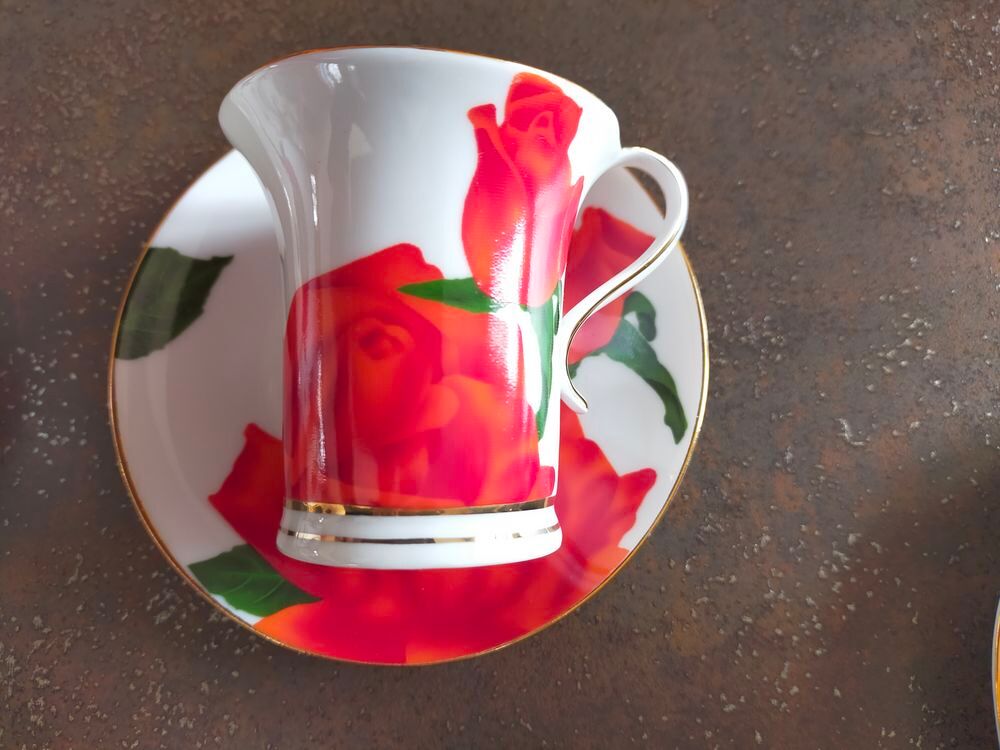 Lot de 6 tasses &agrave; caf&eacute; en porcelaine &agrave; motif floral Décoration