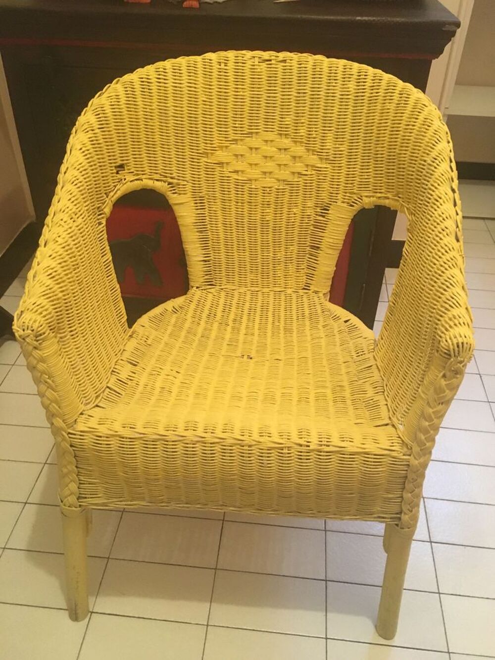 Fauteuil en osier jaune Meubles