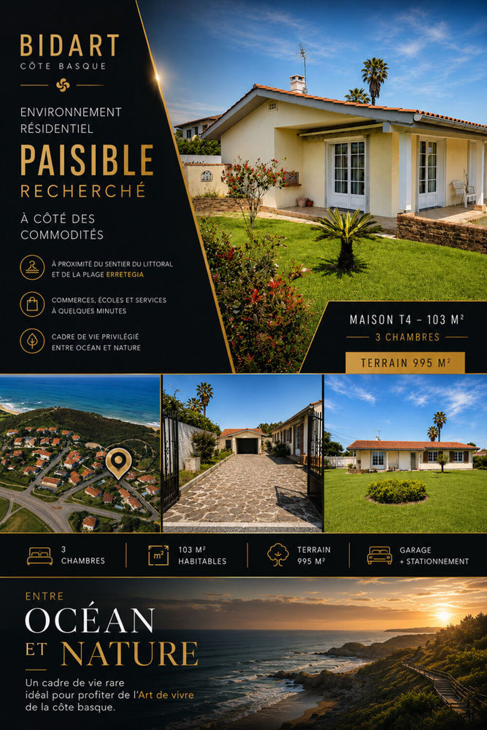 Vente Maison BIDART SECTEUR ERRETEGIA Maison 4 pièces 103m² Bidart