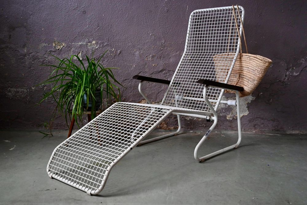Chaise longue Erlau AG Transat Bain de soleil vintage m&eacute;tal Meubles