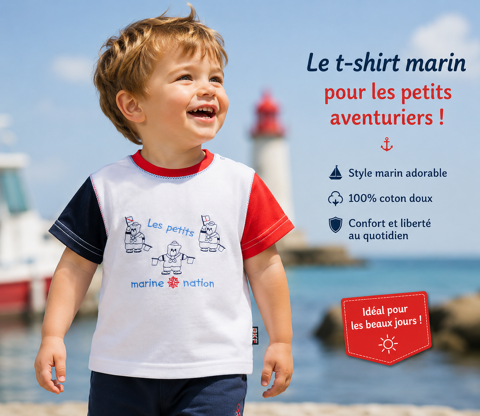 T-shirt Garçon 12 Mois Marin blanc rouge manches courtes TBE 1 Brienne-le-Château (10)