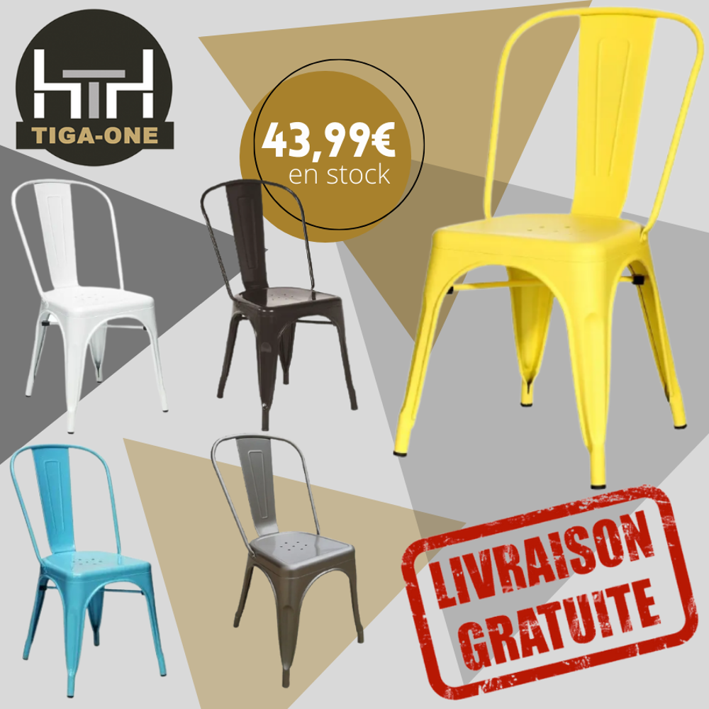   CHAISE METAL INDUSTRIELLE EN STOCK 
