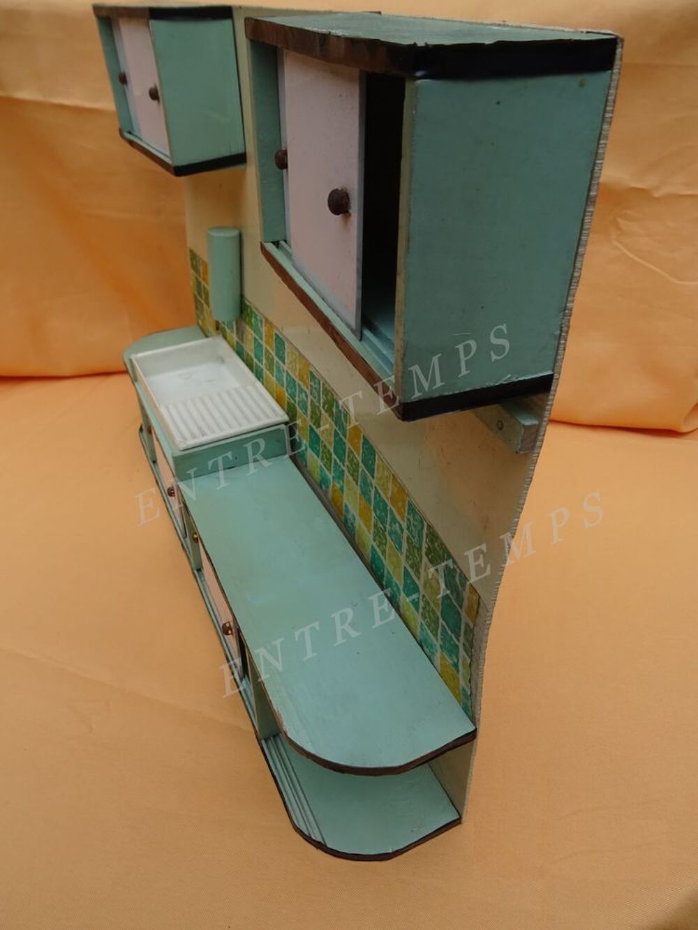 ANCIENNE CUISINE DINETTE BOIS &amp; ISOREL ANN&Eacute;E 1950-60 Jeux / jouets