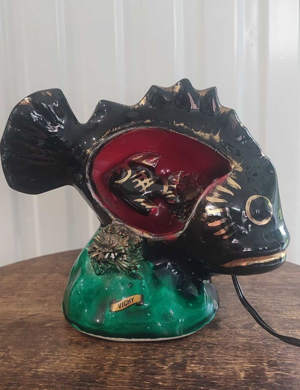Lampe poisson c&eacute;ramique Vallauris 